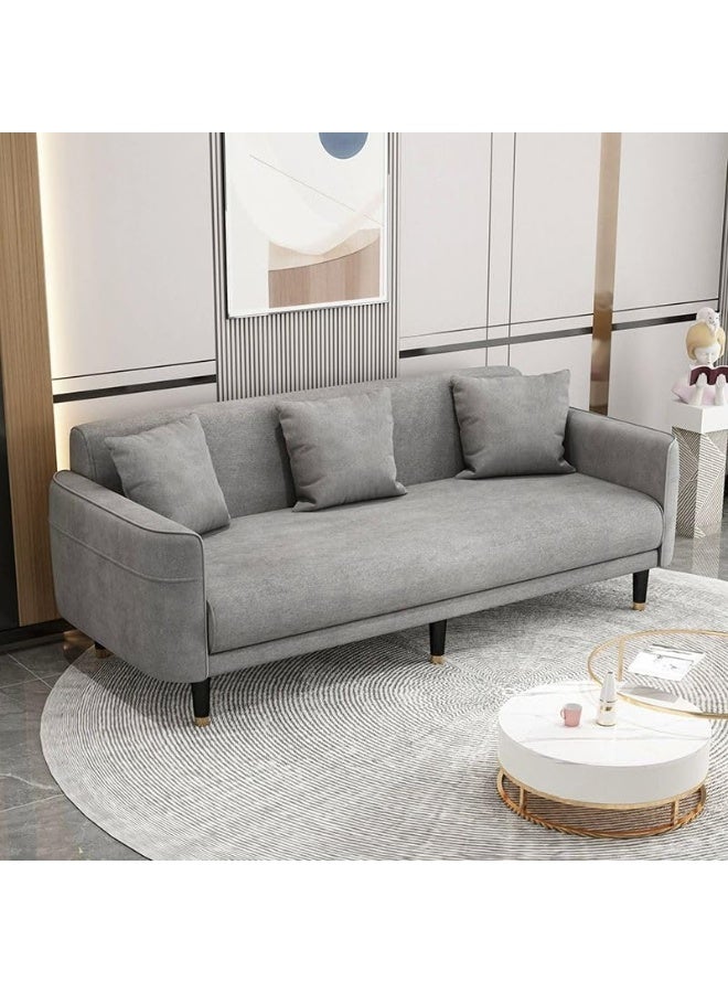 Ripple FURNITURE UAE Homes Modern 3-Seater Sofa with Cushions, Light Grey Upholstery, Wooden Frame (Grey) - Image 1