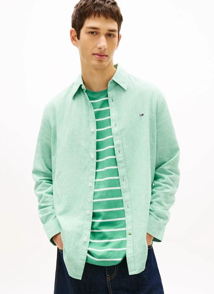 TOMMY JEANS Regular Fit Linen Blend Shirt