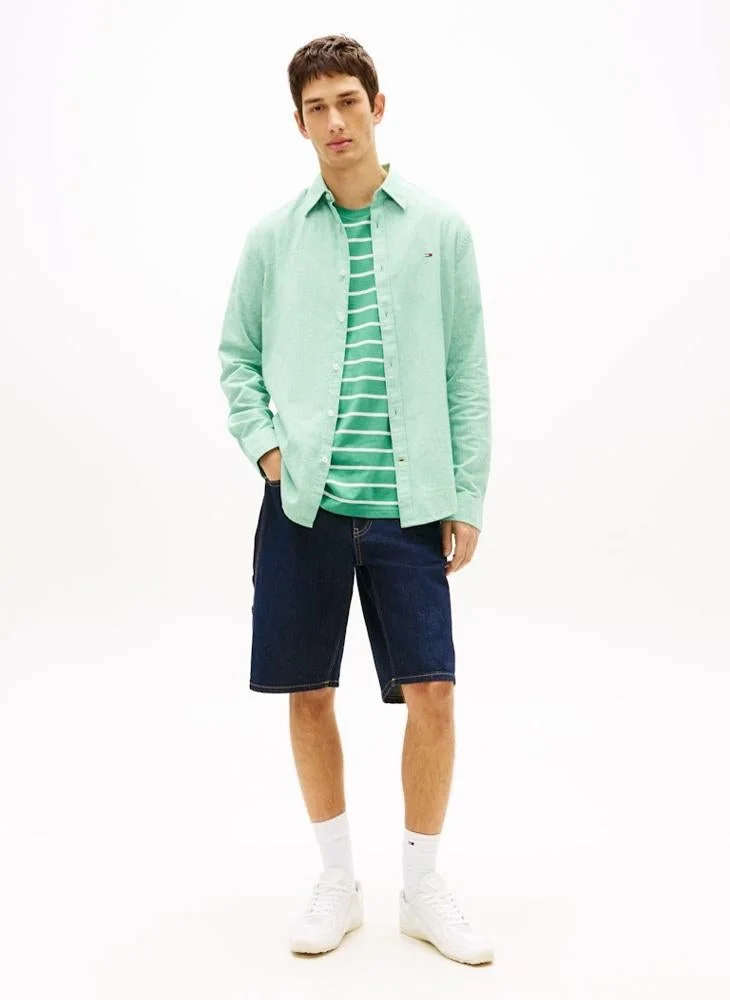 TOMMY JEANS  Regular Fit Linen Blend Shirt for Men | Best Price UAE