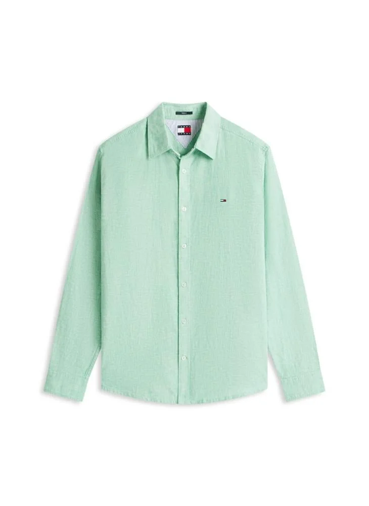 TOMMY JEANS  Regular Fit Linen Blend Shirt for Men | Best Price UAE