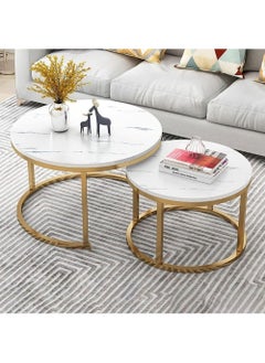 Coffee Table Set of 2, Living Room Table Round, Living Room Table Gold, Coffee Table Gold Marble for Living Room and Bedroom Tables, Coffee Tables, Living Room Coffee Tables, Home Furniture