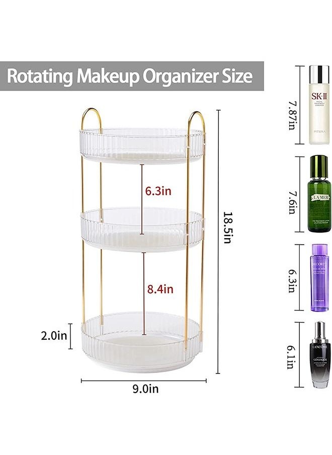 XiuWoo 3-TIer 360 Rotating Makeup Organizer Cosmetics Organizer Storage Large Capacity Bedroom Bathroom Countertop Skin Care Cosmetic Dressing Table Perfume Lotion Cologne Storage Box Makeup Display Case  - Image 4