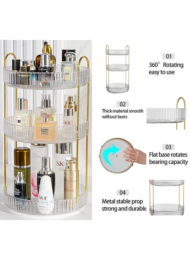 XiuWoo 3-TIer 360 Rotating Makeup Organizer Cosmetics Organizer Storage Large Capacity Bedroom Bathroom Countertop Skin Care Cosmetic Dressing Table Perfume Lotion Cologne Storage Box Makeup Display Case  - Image 5