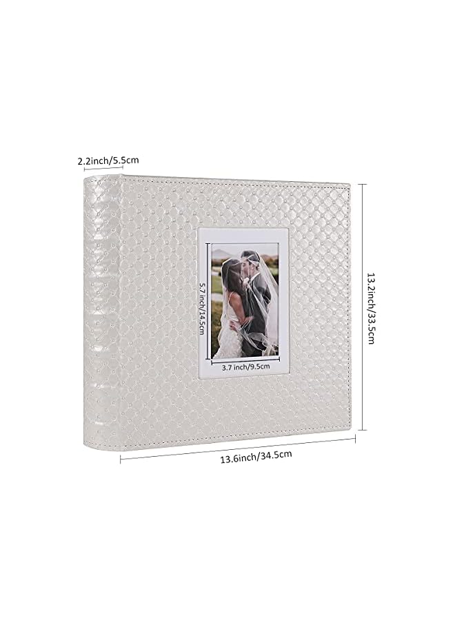 The Bros 60 Pages DIY Scrap Book Photo Album 4x6 5x7 8x10 Pictures PU Leather Cover Wedding Photo Album Baby Picture Book Family Pictures of Any Size Scrapbook Album(White) - Image 2
