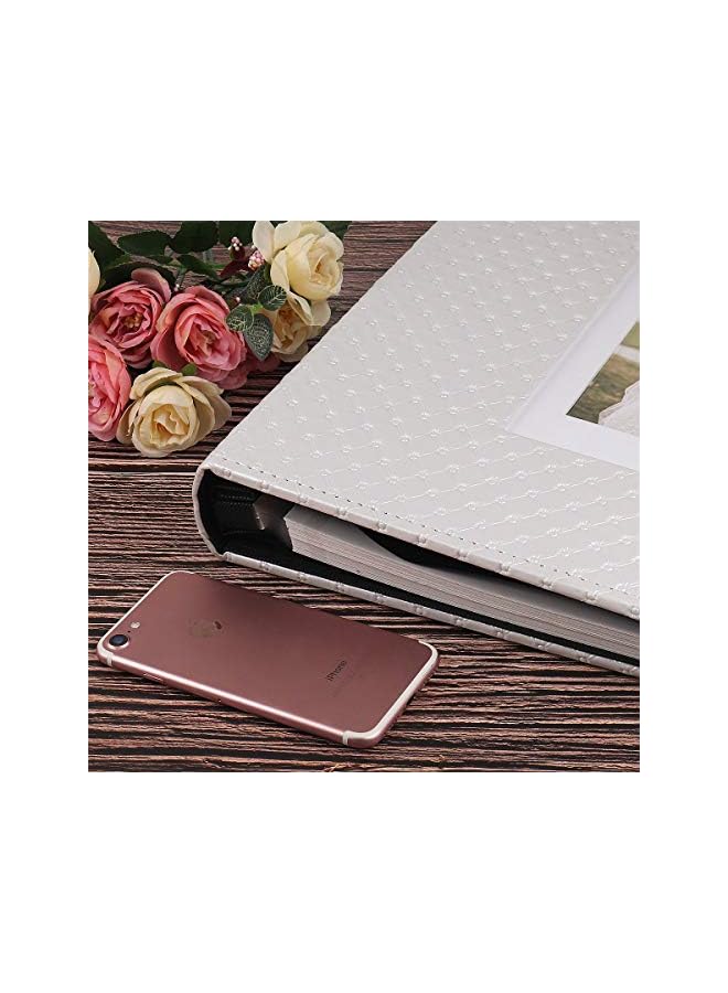 The Bros 60 Pages DIY Scrap Book Photo Album 4x6 5x7 8x10 Pictures PU Leather Cover Wedding Photo Album Baby Picture Book Family Pictures of Any Size Scrapbook Album(White) - Image 3