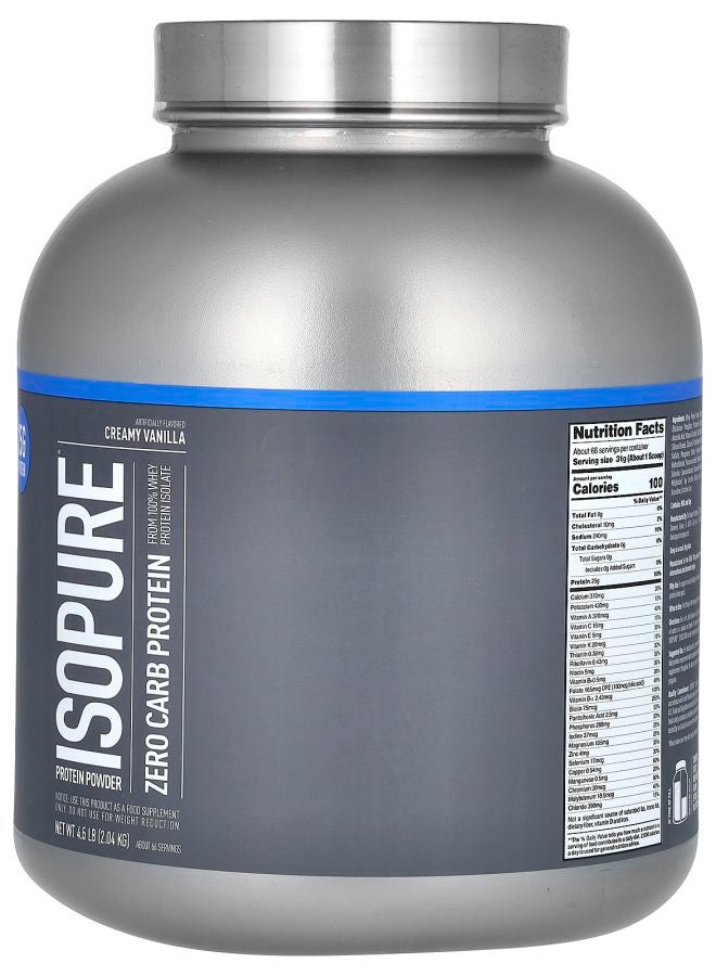 Isopure مسحوق بروتين خالي من الكربوهيدرات بنكهة الفانيليا الكريمية 4.5 رطل (2.04 كجم) - Image 2