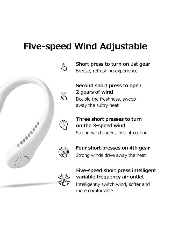 Fan 5 Gear Portable Leafless Digital Display Hanging Neck 2600mAh Large Capacity Lazy Air Conditioner USB H&held Small Fan  - Image 2