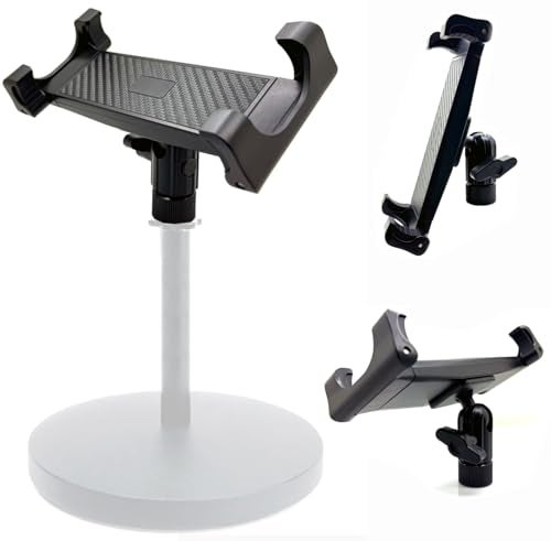 ChargerCity 360° Swivel Tablet Smartphone Mount Holder w/5/8 Tripod Mic Microphone Stand Adapter for iPad Air Mini iPhone Pro Max Galaxy Ultra Tab Pixel Slate - Image 1