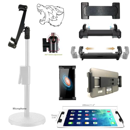 ChargerCity 360° Swivel Tablet Smartphone Mount Holder w/5/8 Tripod Mic Microphone Stand Adapter for iPad Air Mini iPhone Pro Max Galaxy Ultra Tab Pixel Slate - Image 4