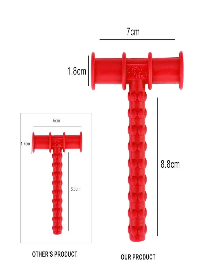 MJ Talk Tools Chewy Tube for Oral Sensory Therapy Red | Non-Toxic Biting & Chewing Tool for Autism, ADHD | Textured Teether for Children & Adults (Red Chewy tube) - Image 3