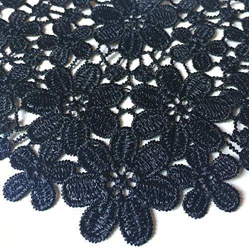 ZALALAA Polyester Black Big Flower Necklace Lace Collar Fabric Trim DIY Embroidery Lace Fabric Neckline Applique Sewing Craft(Style F) - Image 3