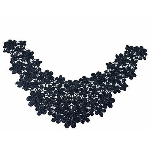 ZALALAA Polyester Black Big Flower Necklace Lace Collar Fabric Trim DIY Embroidery Lace Fabric Neckline Applique Sewing Craft(Style F) - Image 2
