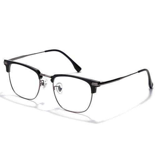 ZanyLen Blue Blocker Glasses for Men Metal Browline Computer Gaming Glasses With Blue Ray Filter (Gunmetal/Black TR90 Eyeglasses) - Image 1