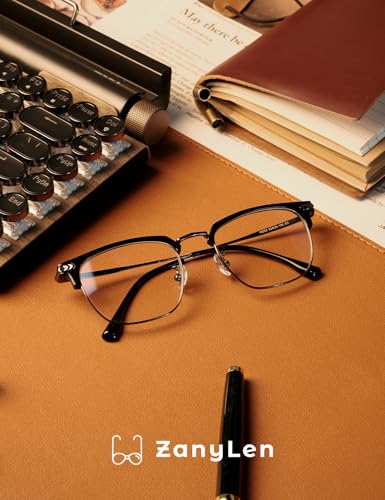 ZanyLen Blue Blocker Glasses for Men Metal Browline Computer Gaming Glasses With Blue Ray Filter (Gunmetal/Black TR90 Eyeglasses) - Image 3