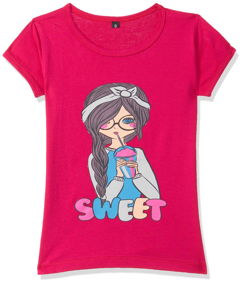 T2F Girl's Cotton Regular Fit T-Shirt(Pack of 5) - Image 2