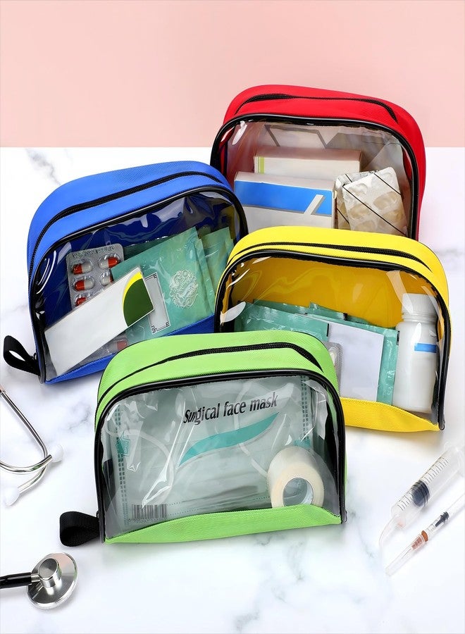 Oudain 4 Pcs Empty First Aid Pouch Color Coded First Aid Medical Kit Accessory Pouches Zippered Storage Medical Supplies Bag with Transparent Window for Travel, 4 Colors - Image 5