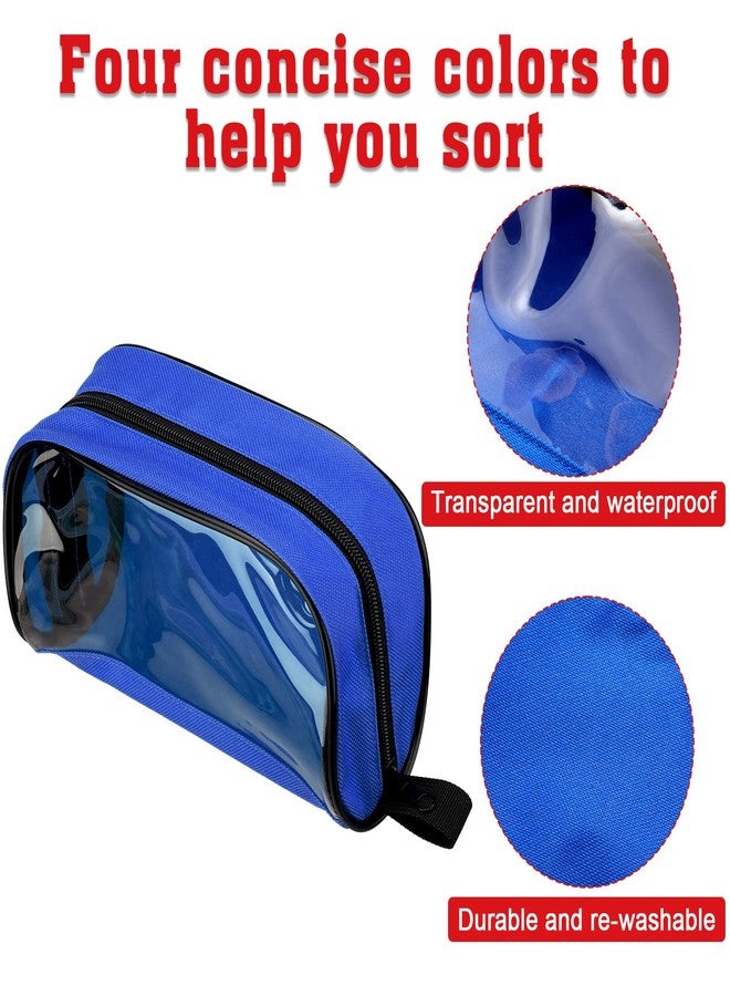 Oudain 4 Pcs Empty First Aid Pouch Color Coded First Aid Medical Kit Accessory Pouches Zippered Storage Medical Supplies Bag with Transparent Window for Travel, 4 Colors - Image 3
