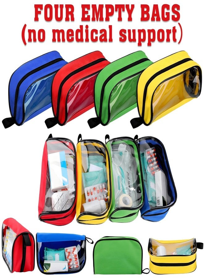 Oudain 4 Pcs Empty First Aid Pouch Color Coded First Aid Medical Kit Accessory Pouches Zippered Storage Medical Supplies Bag with Transparent Window for Travel, 4 Colors - Image 4