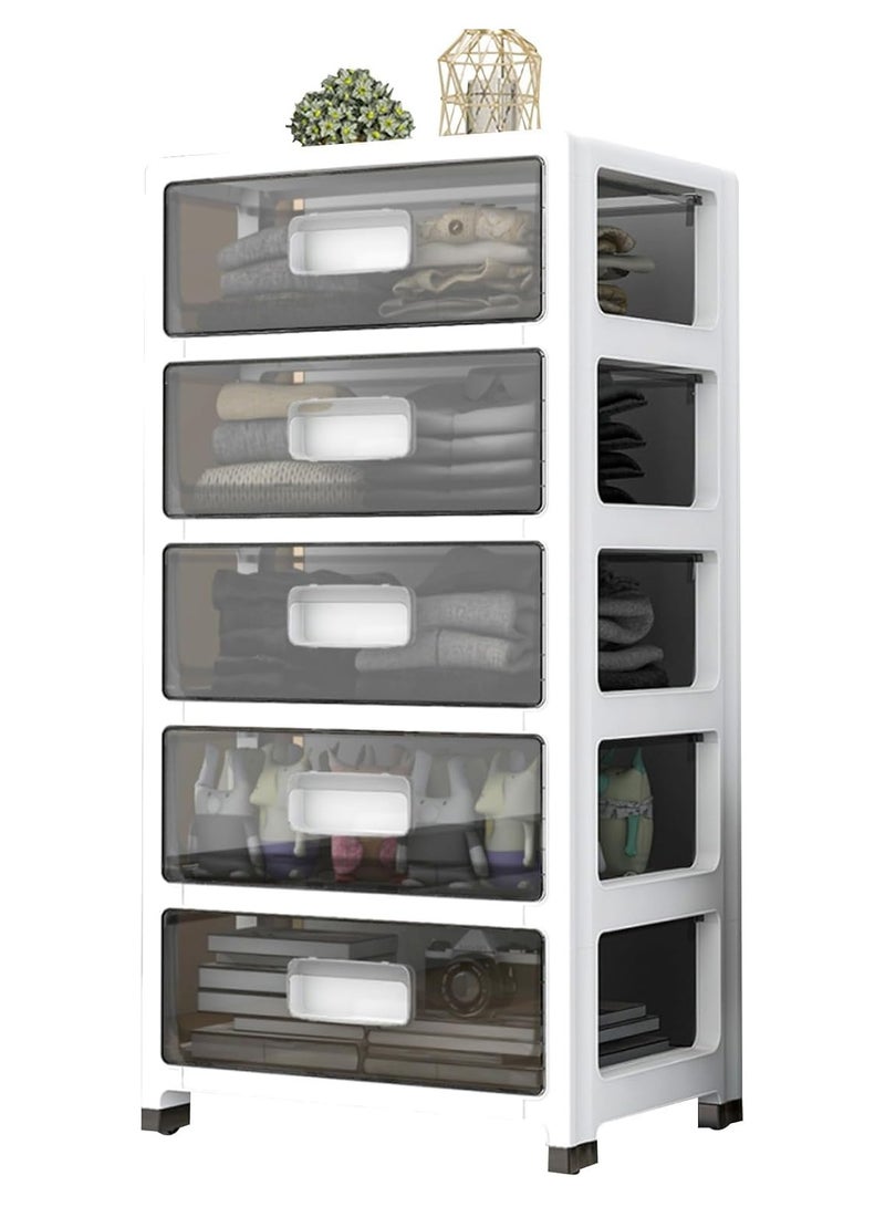 Plastic Drawer Cabinet, Plastic Storage Bins with Lids, Waterproof Drawer Containers for Toys Clothes Storage Organizer in Bedroom Bathroom Kitchen Multi-Purpose Storage Containers for Home and Office 5 Layers - Image 1