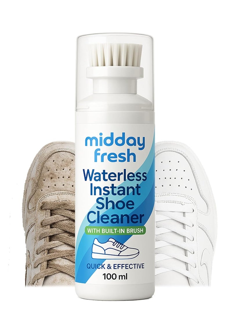mid-day fresh Shoe Cleaner with Built-In Brush | Waterless Quick & Effective Stain Remover for Sneakers | sports shoes, canvas, Leather, (100ml) White Shoe Cleaning Kit - Image 1