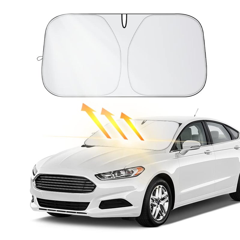 Front Windshield Shade Portable Folding UV Heat Resistant Sun Blocker Keeps Car Cool Universal Fit for Car Truck SUV M 5512 x 2756 Inch