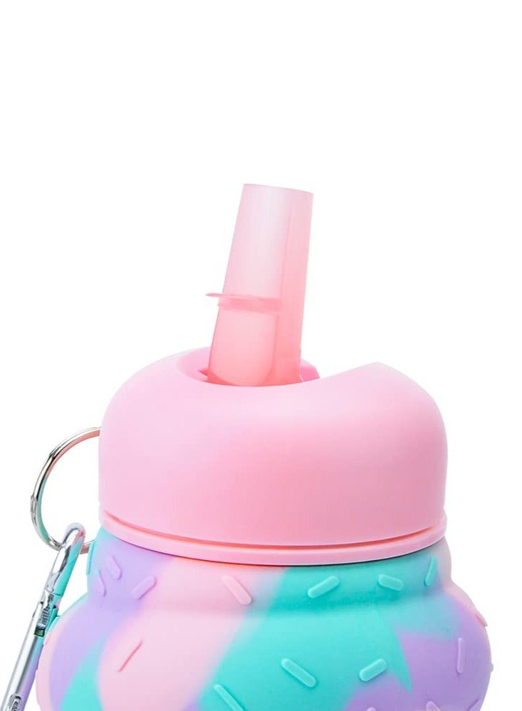 Excefore Roll Up Travel Kids Water Bottle - Collapsable and Foldable Water Bottle, Silicone Leak-Proof Water Bottle for School Camping and Kids, Unique Gift Idea for Girls(500ml ) - Image 2