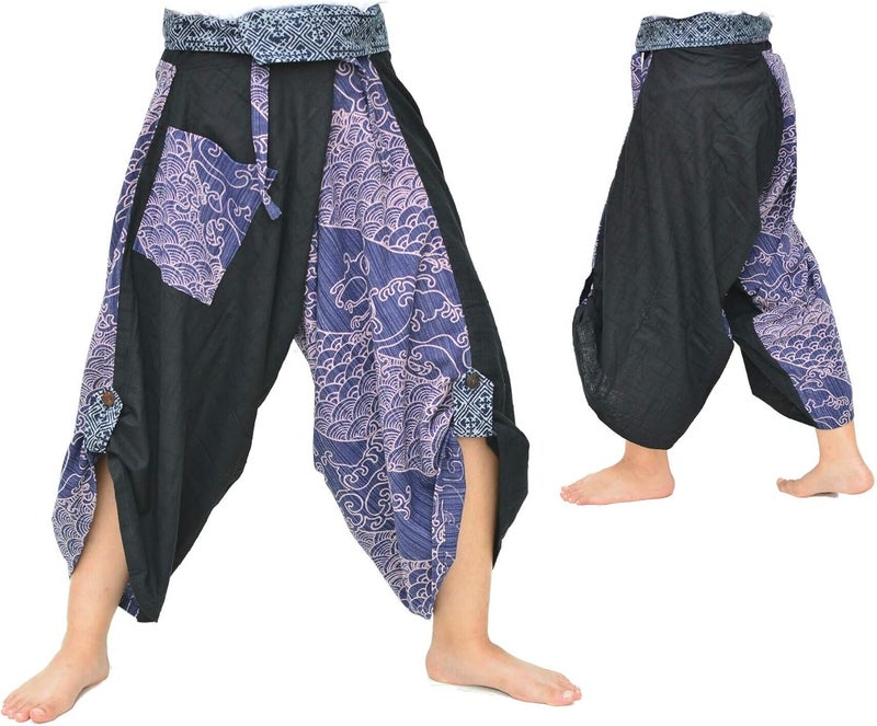 Siamrose Yoga Ninja Harem Samurai Pants Women Men, Japanese Style wrap Trousers, one Size - Image 2