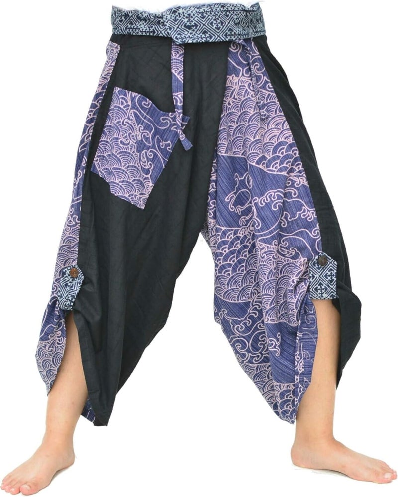Siamrose Yoga Ninja Harem Samurai Pants Women Men, Japanese Style wrap Trousers, one Size - Image 1