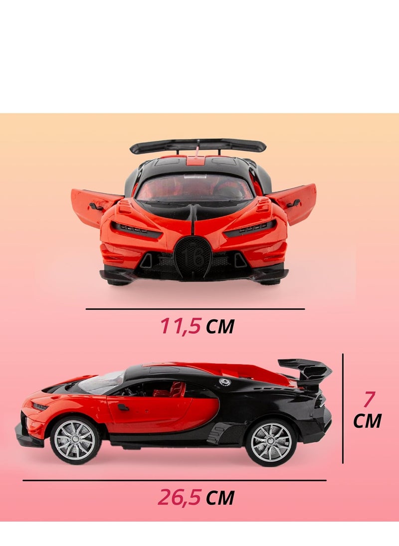 UniTrain - Remote Control High Speed Drift Red Bugatti Car - Rechargeable RC Electric Sport Race Toy Car Realistic Model Vehicle with Led Lights - Birthday Gift for Kids, Girls, Boys - Image 1