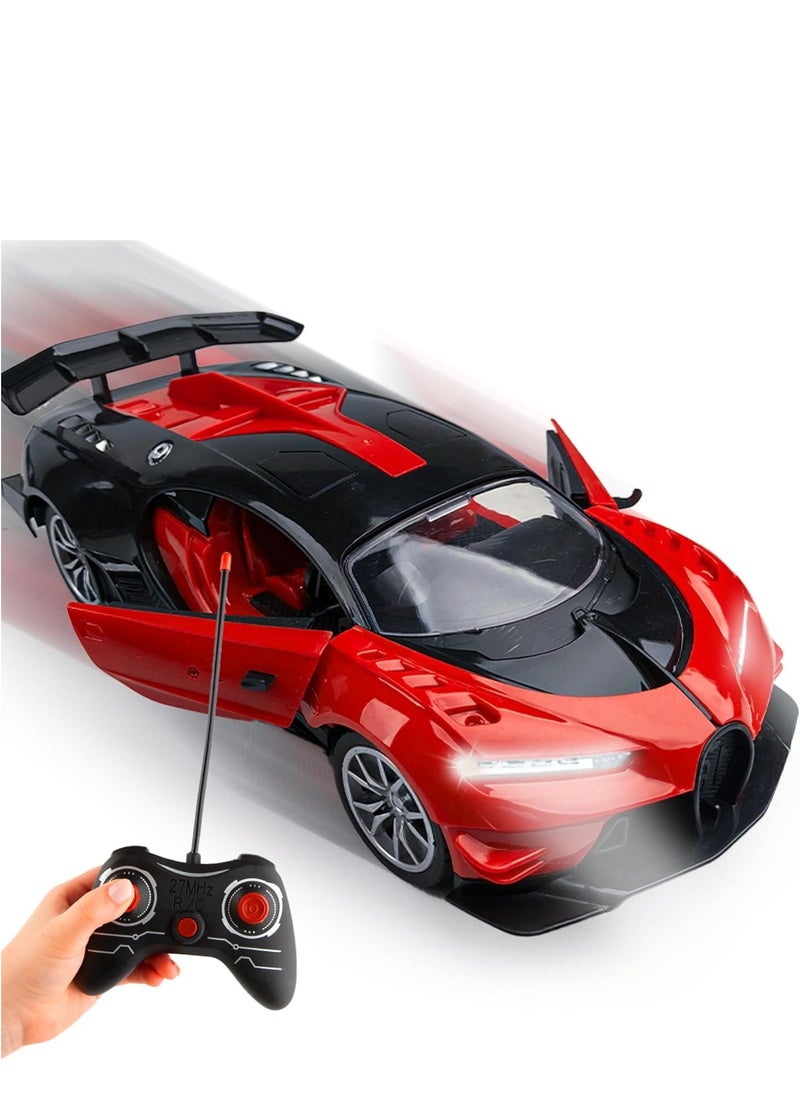 UniTrain - Remote Control High Speed Drift Red Bugatti Car - Rechargeable RC Electric Sport Race Toy Car Realistic Model Vehicle with Led Lights - Birthday Gift for Kids, Girls, Boys - Image 1