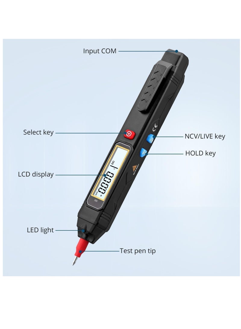 Excefore Multimeter AC/DC Voltage Tester, 6000 Counts Pen Type Professional Current Meter, Non-Contact Electricians Voltmeter Tester for AC/DC Voltage, Live Wire, Resistance, Continuity and Diode Tests - Image 2