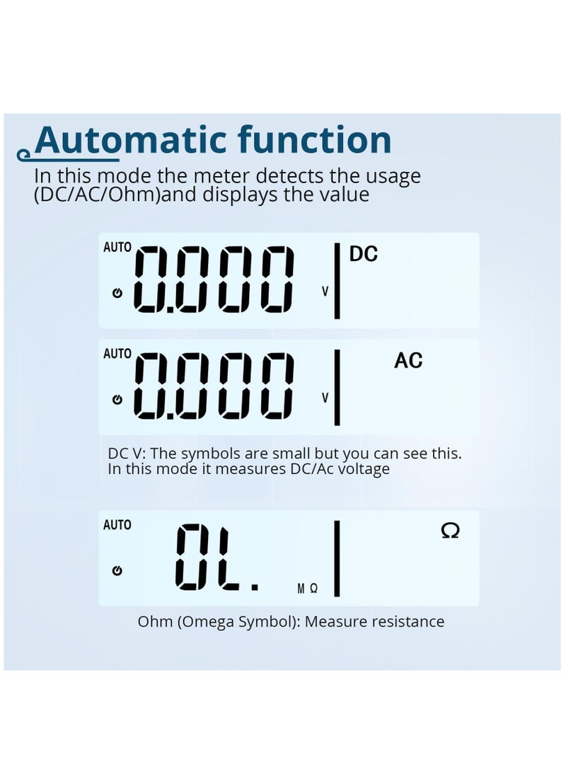 Excefore Multimeter AC/DC Voltage Tester, 6000 Counts Pen Type Professional Current Meter, Non-Contact Electricians Voltmeter Tester for AC/DC Voltage, Live Wire, Resistance, Continuity and Diode Tests - Image 3