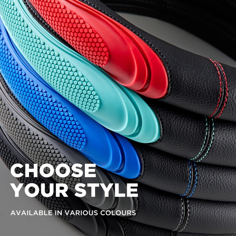 Road Comforts Car Steering Wheel Cover - Microfiber Leather Steering Wheel Wrap Sports 14.5-15 Inch Steering Wheel Cover Non-Slip for Men Women Black Color - Image 3