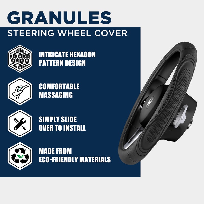 Road Comforts Car Steering Wheel Cover - Microfiber Leather Steering Wheel Wrap Sports 14.5-15 Inch Steering Wheel Cover Non-Slip for Men Women Black Color - Image 4