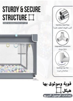 bbet Playpen, Playpen for Baby, 150*180cm Baby Play Area Baby Playpen Baby Fence for Baby Safety,Fence for Kids ,Infant Indoor And Outdoor Kids Activity Center With 50 Pieces Ocean Balls and 2 Packs of Pull Rings حاجز العاب للاطفال سياج امان للعب الاطفال  - Image 2