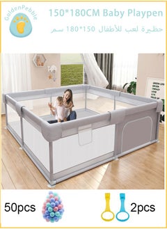 bbet Playpen, Playpen for Baby, 150*180cm Baby Play Area Baby Playpen Baby Fence for Baby Safety,Fence for Kids ,Infant Indoor And Outdoor Kids Activity Center With 50 Pieces Ocean Balls and 2 Packs of Pull Rings حاجز العاب للاطفال سياج امان للعب الاطفال  - Image 1