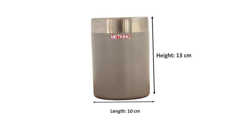 METKING Stainless Steel Kitchen Containers Set Airtight Tea Coffee Sugar Containers Set of 3 Grey 600ml Steel Containers for Kitchen Premium Kitchen Containers Set - Image 2