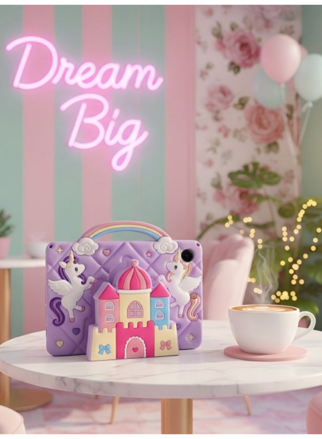 Unicorn Castle Case for Samsung Galaxy Tab A9 8.7 inch Cases with Handle Stand Shoulder Cute Cartoon Girly Teens Unicorn Tablet Cover for Samsung Galaxy Tab A9 - Image 1