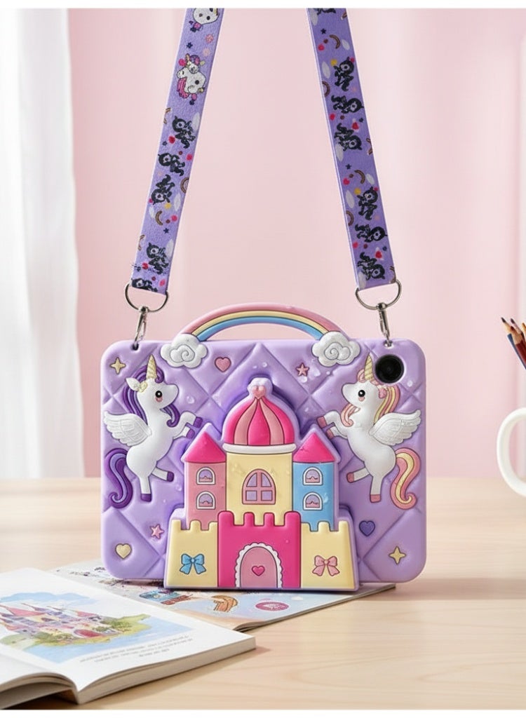 Unicorn Castle Case for Samsung Galaxy Tab A9 8.7 inch Cases with Handle Stand Shoulder Cute Cartoon Girly Teens Unicorn Tablet Cover for Samsung Galaxy Tab A9 - Image 2