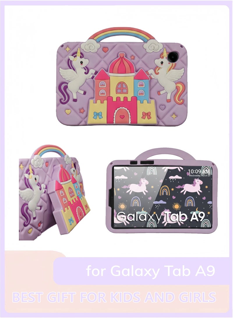 Unicorn Castle Case for Samsung Galaxy Tab A9 8.7 inch Cases with Handle Stand Shoulder Cute Cartoon Girly Teens Unicorn Tablet Cover for Samsung Galaxy Tab A9 - Image 3