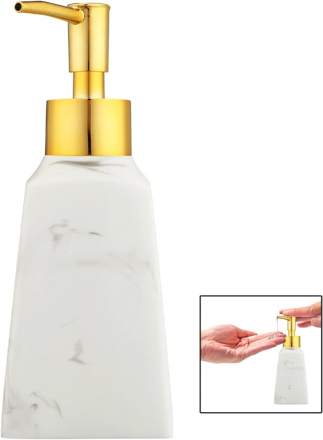 AKDC 250Ml Luxury Resin Soap Dispenser, Black White Soap Dispenser Bottle, Liquid Lotion Hand Soap Dispenser Soap Pump For Home Bathroom Countertop (White)  - Image 4