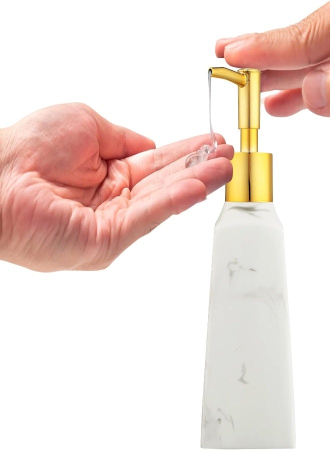 AKDC 250Ml Luxury Resin Soap Dispenser, Black White Soap Dispenser Bottle, Liquid Lotion Hand Soap Dispenser Soap Pump For Home Bathroom Countertop (White)  - Image 1