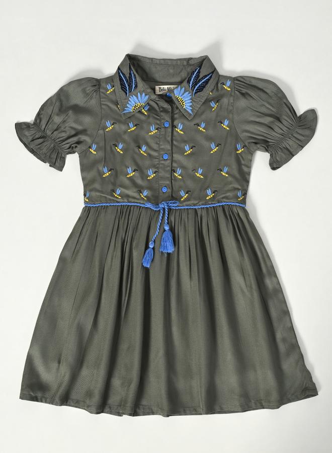 Bella Moda Embroidered Puff Sleeve Knee-Length Dress - Image 2