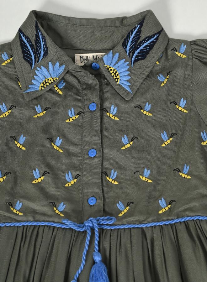 Bella Moda Embroidered Puff Sleeve Knee-Length Dress - Image 4