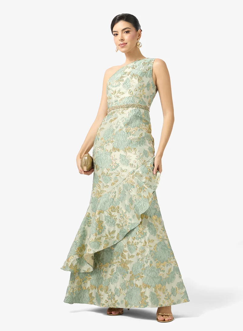 Adrianna Papell Metallic Jacquard Gown Dress