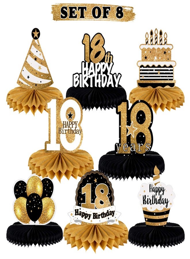 LINGTEER Happy 18th Birthday Table Honeycomb Centerpieces Cheers to 18th Birthday Eighteen Years Old Party Table Decorations Gift Sign. - Image 1