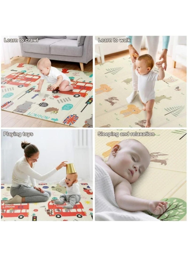 محمول طفل لعبة حصيرة قابلة للطي XPE الطفل الزحف حصيرة سميكة صديقة للبيئة لعبة حصيرة مزدوجة من جانب الطفل البساط - 180 * 200cm - Image 5