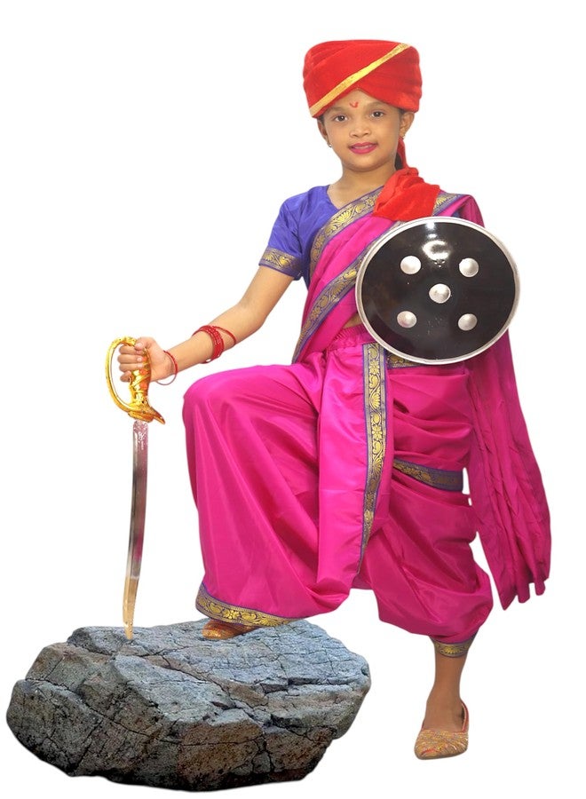 TWINKLE TOTS Rani Lakxmi Bai Dress for Girls Kids Costume With Complete Accessories Jhansi Ki Rani Costume - Image 1