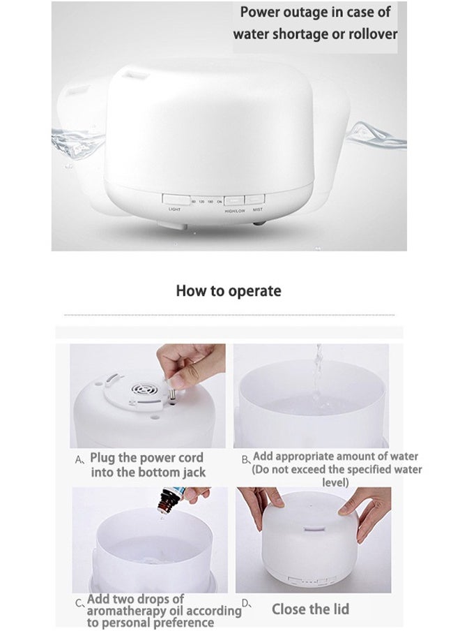 LEXIN - Aroma Diffuser Essential Oil Air Humidifier With 7-Colour LED Light and remote control,500ml,White - Image 1