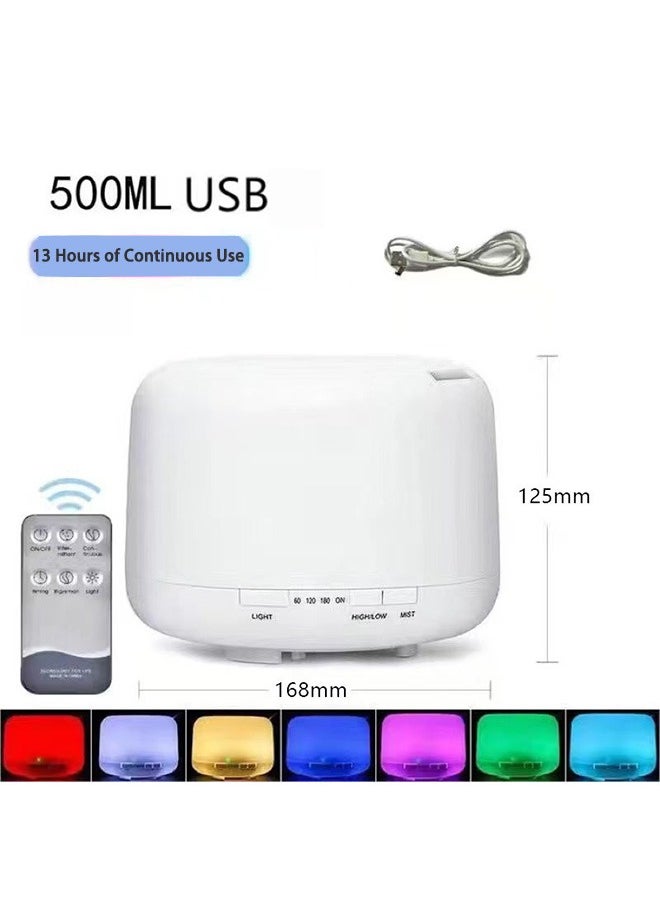 LEXIN - Aroma Diffuser Essential Oil Air Humidifier With 7-Colour LED Light and remote control,500ml,White - Image 1